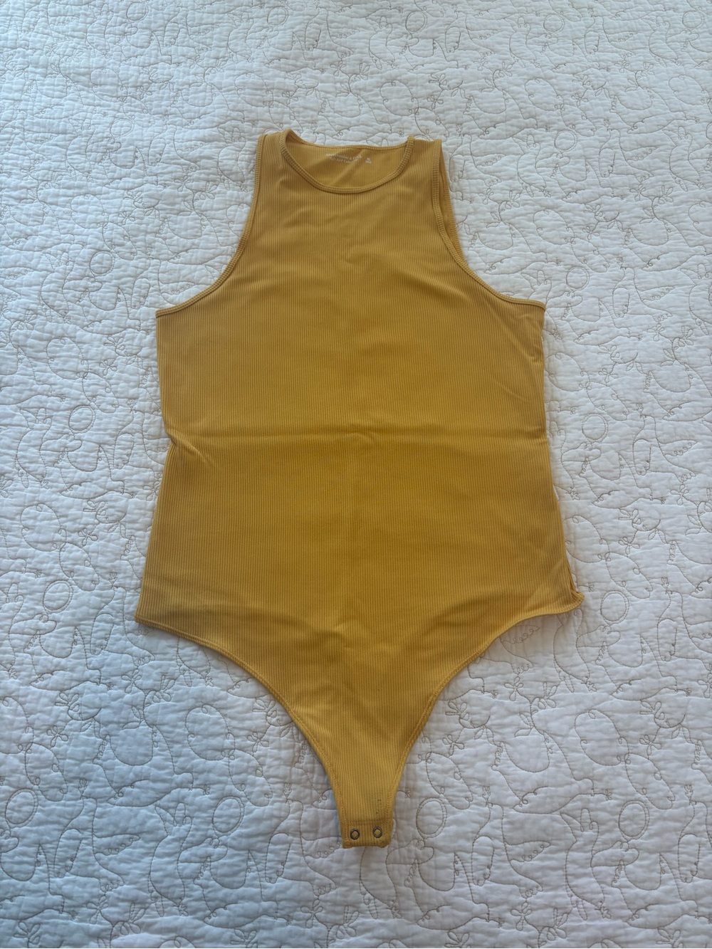 Abercrombie & Fitch Mustard Ribbed One-Piece Bodysuit